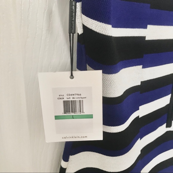 Calvin Klein blue, black, white striped dress NWT - Picture 4 of 5